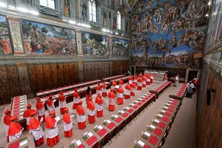 Cardinals enters Siksten Chapel on Wednesday, where the conclusion is held